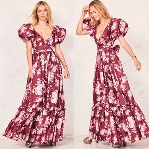 NWT LoveShackFancy, Ida maxi dress, Ox Blood, Size 2.
